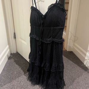 black ruffled mini dress